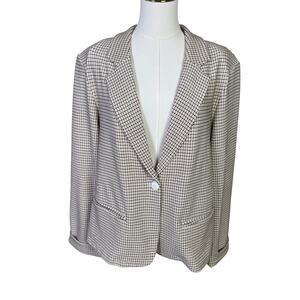 Kay Unger New York Blazer Checkered One Button Workwear Long Sleeve US Womens XL
